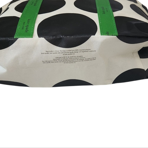 Kate Spade Mini Tote-Recycled Polyester/Signature Cream and Blk Dot with Green - Picture 2 of 5
